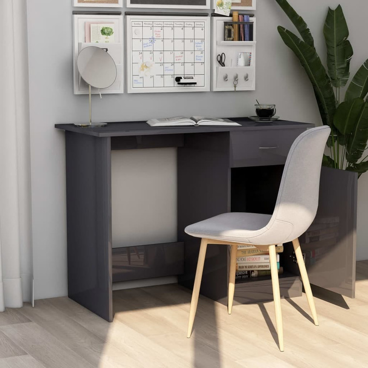  Desk High Gloss Gray 39.4" x 19.7" x 29.9" Engineered Wood A949-801088