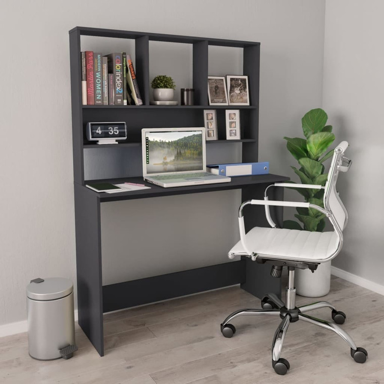  Desk with Shelves Gray 43.3"x17.7"x61.8" Engineered Wood A949-800389