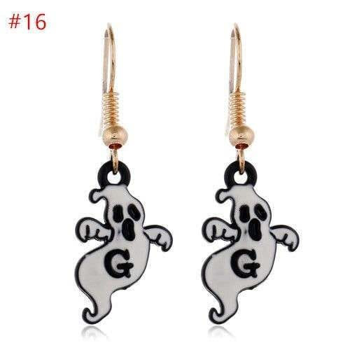 Wholesale Halloween Jewelry Dreadful White Ghost Bold Fashion Costume Earrings A392-fear7070