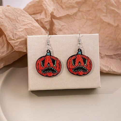 Fashion Halloween Jewelry Frightened Pumpkin Shape Wholesale Earrings A392-fear8417