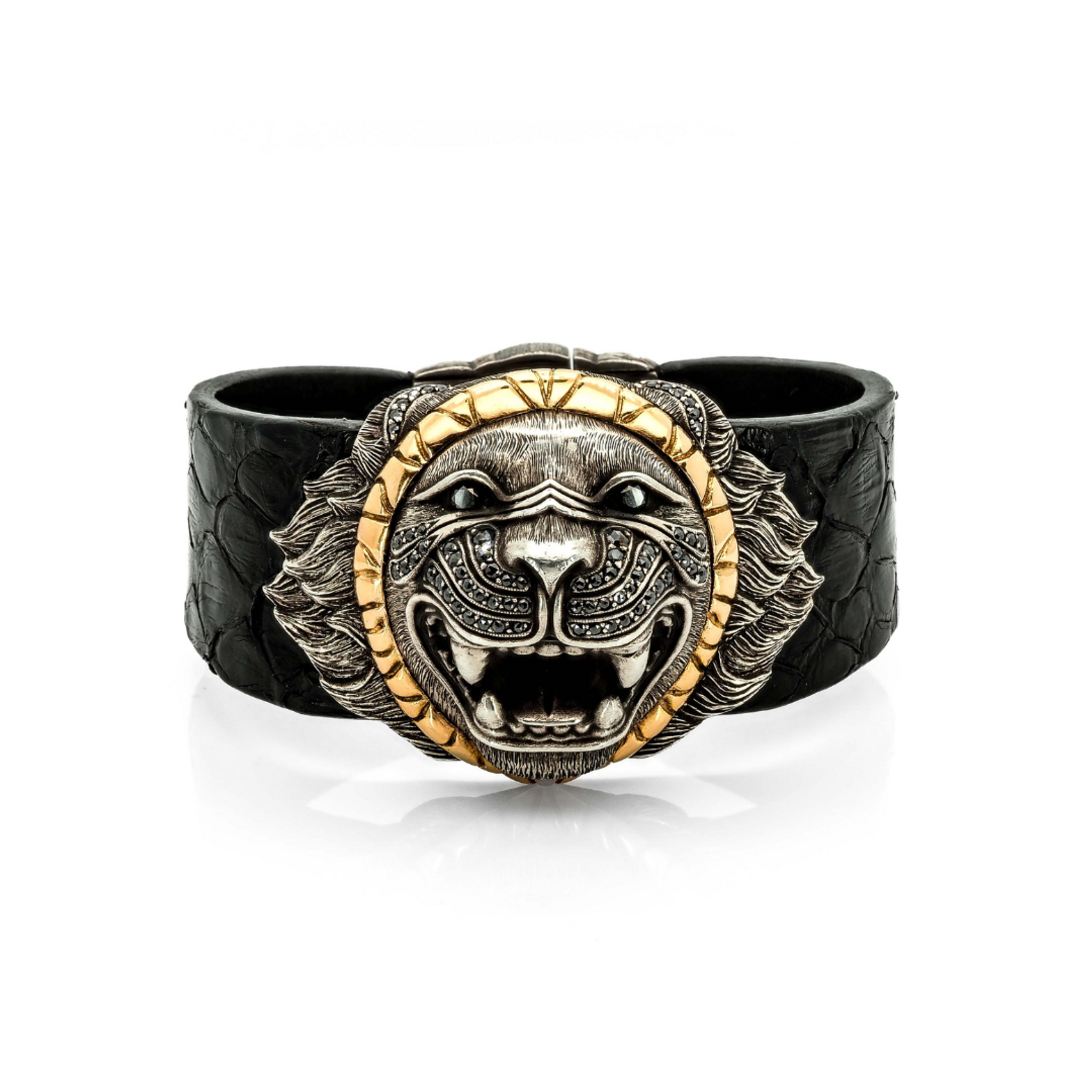 LALAOUNIS Two Color Gold Diamond/Sapphire Lion Head Bangle Bracelet –  Vendome Inc