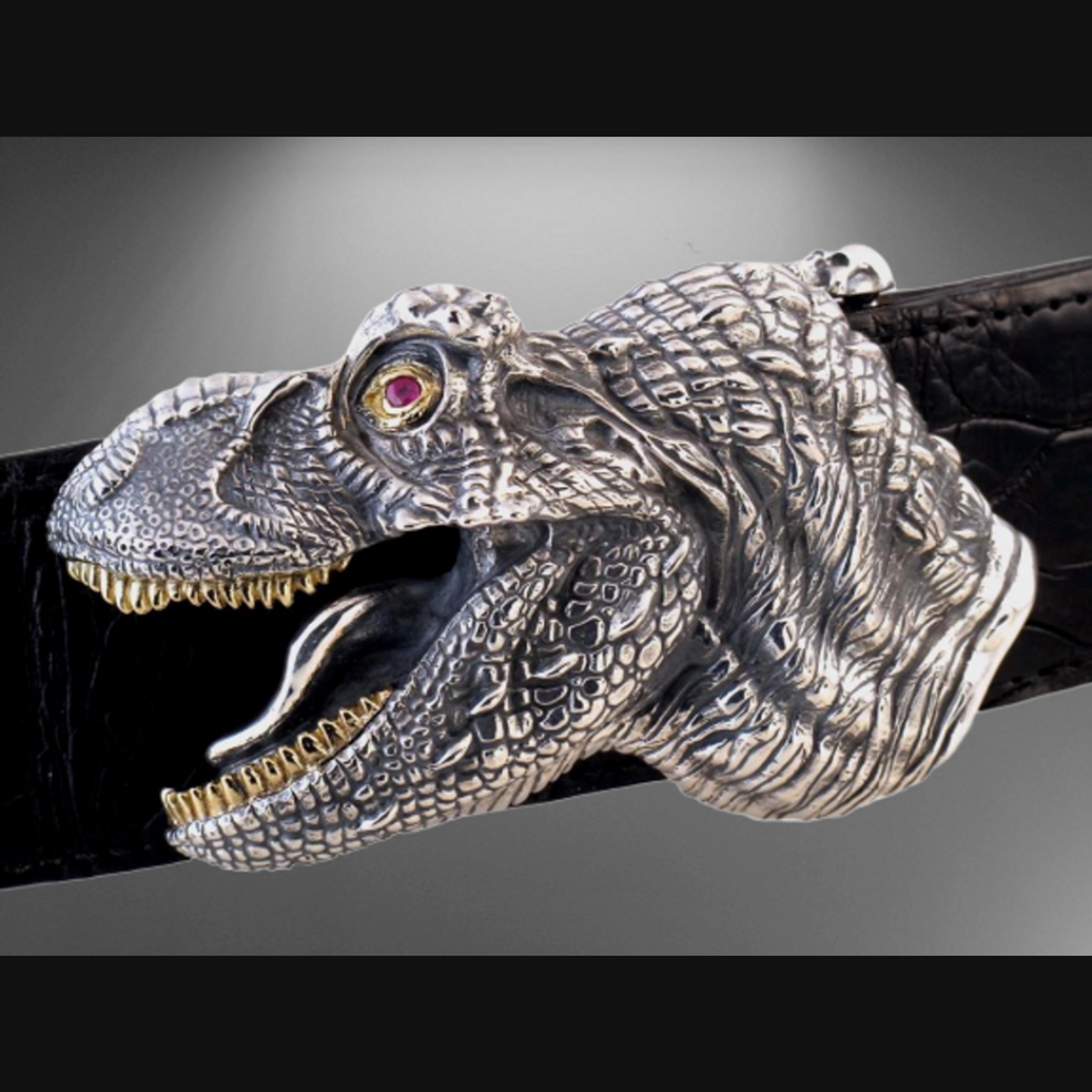 T Rex Sterling Silver & 18K Gold Buckle - 1 1/2