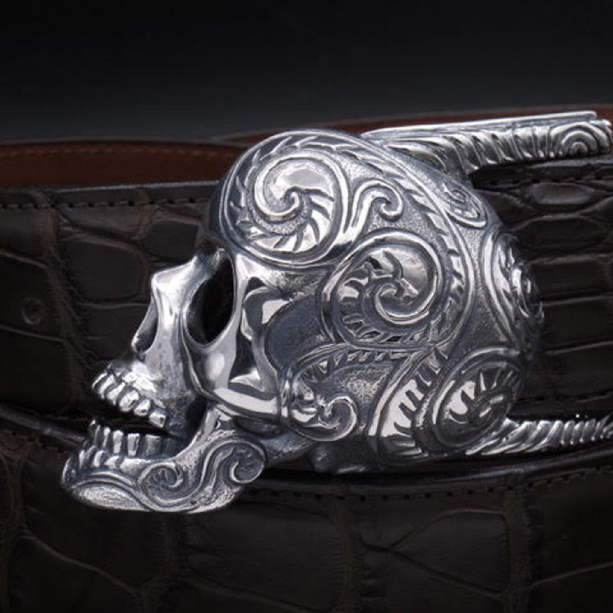 Sterling Silver Profile Skull Buckle - 1 1/2