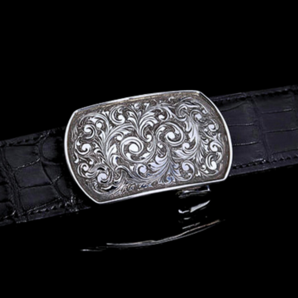 Sterling Silver Engraved Buckle, a trophy-worthy accessory that exudes elegance and craftsmanship.  JWCooper.com