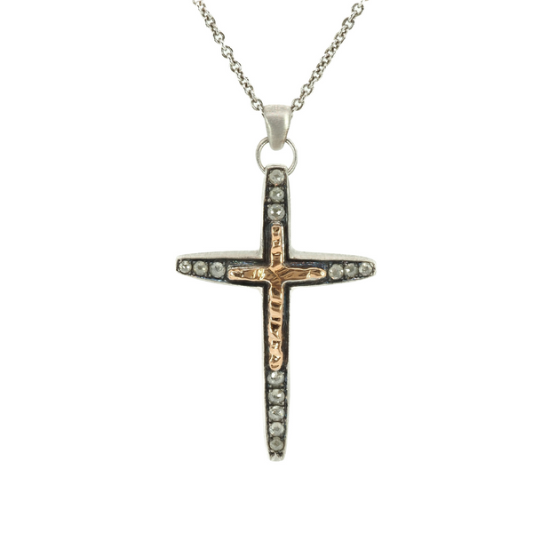 Cross Necklace with Rosecut Diamonds (JW-TARNEC218) JWCooper.com