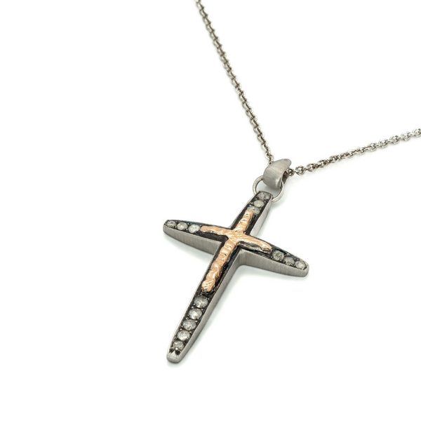 Cross Necklace with Rosecut Diamonds (JW-TARNEC218) JWCooper.com