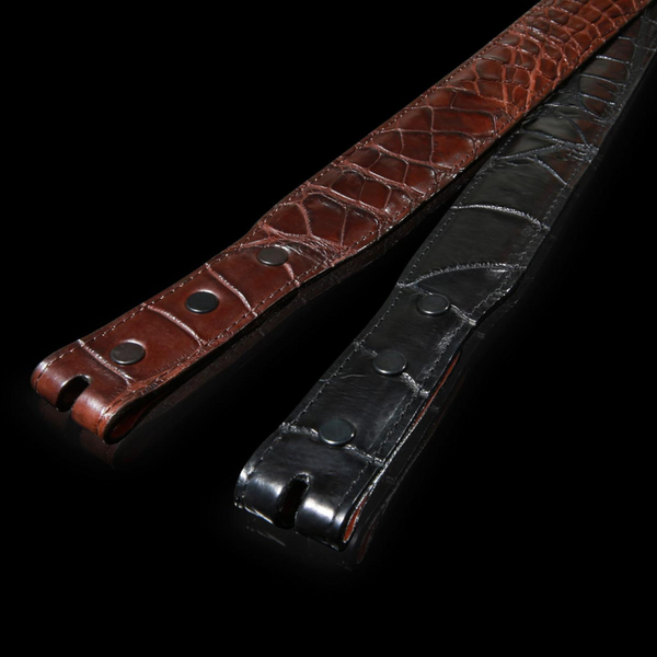 Alligator Matte 1 1/4" Tapered to 1" Belt Strap. Crafted from genuine alligator leather, this strap combines sophistication and versatility. Matte finish Alligator belts to fit 1" buckles. JWCooper.com