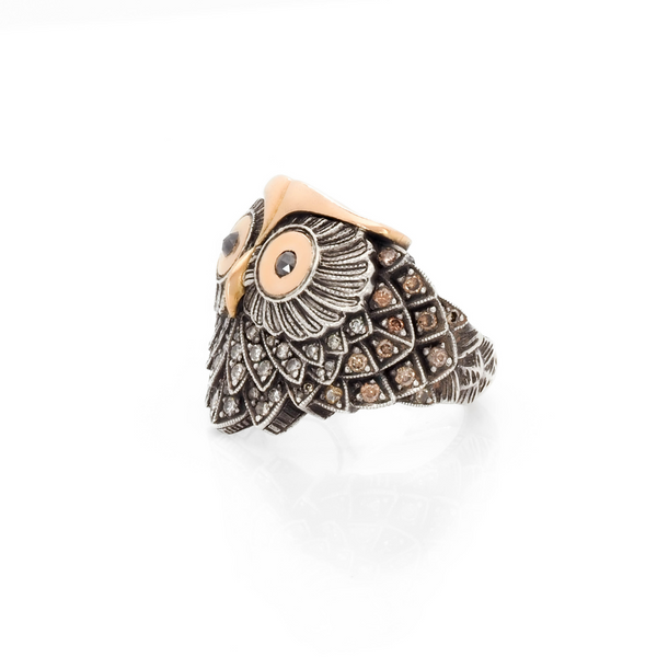 Owl Ring with Diamonds (JW TARRNG107) JWCooper.com