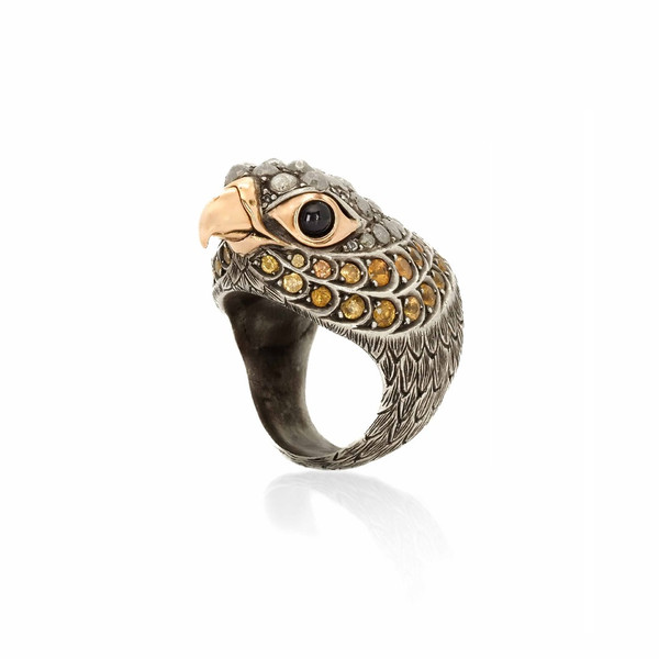 Falcon Ring with Diamonds and Sapphires (JW-TARRNG195) JWCooper.com