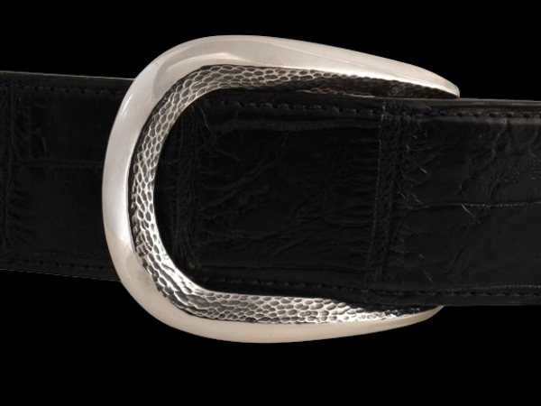STERLING SILVER BUCKLE WITH HAMMER ACCENT-1 1/2"