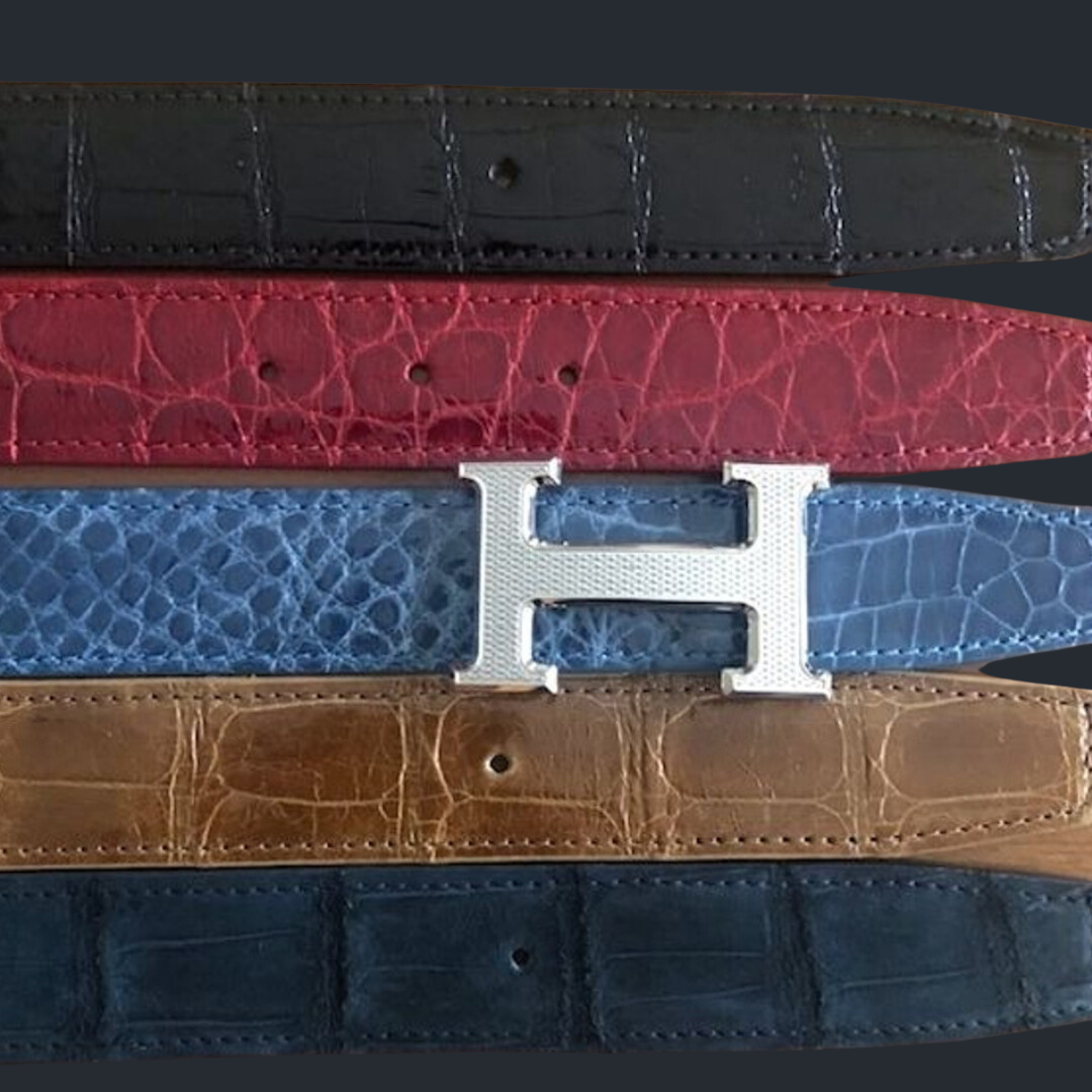 RED Genuine Alligator Crocodile Leather Handmade Belt Hermes