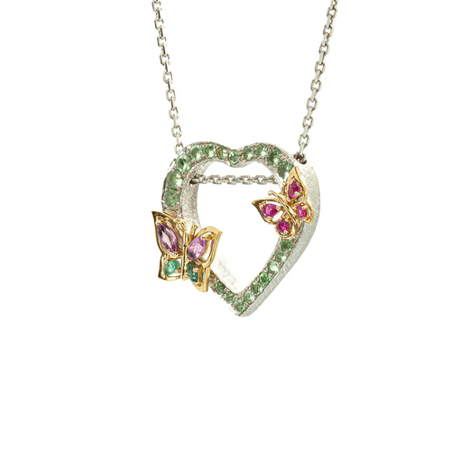 Heart and Gold Butterflies Necklace - J.W. COOPER