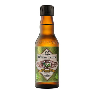 A single amber-hued bottle with The Bitter Truth embossed above the green label. In the centre is the celery flavour.