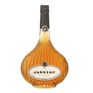 A single contemporary bulbed bottle with ribbed edges, the Janneau name is written boldly in the centre of the white label.