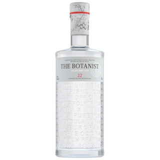 A single transparent bottle the cap is floral and covered in botanicals. The Botanist name is written on a white label.