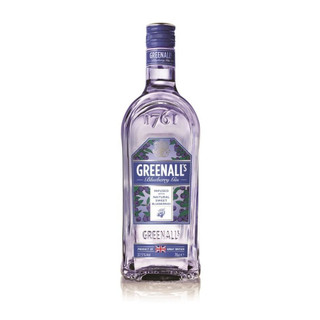 A single blue-hued bottle with 1761 embossed below the neck. The Greenall’s Blueberry Gin name is printed in white letters.