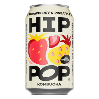 Hip Pop Strawberry & Pineapple Kombucha 12 x 330ml Can Hip Pop Strawberry & Pineapple Kombucha 12 x 330ml Can
