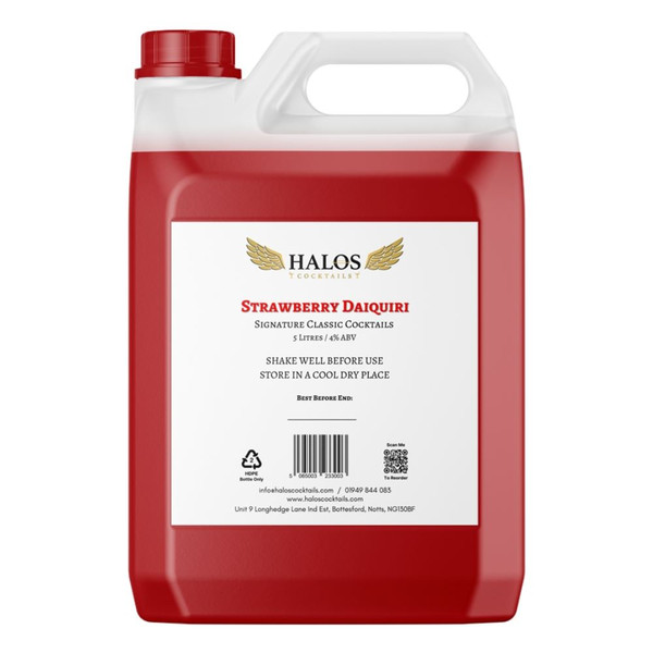Halos Cocktails Strawberry Daiquiri Cocktail 5ltr Halos Cocktails Strawberry Daiquiri Cocktail 5ltr