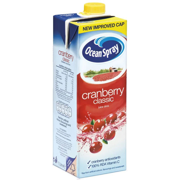 Ocean Spray Cranberry Juice Cartons 12 x 1ltr