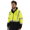Majestic 75-5337/X4 Heavy Weight Hi-Vis Hooded Zip Sweatshirt Yellow/Black ANSI Class 3 4XL