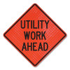 Cortina 07-800-4046-L Quadra Flex Roll-Up Utility Work Ahead Sign, Fluorescent Orange, 48 in L + 48 in W