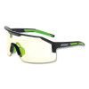 Jackson Safety 60002 Maxview+ Safety Glasses, Amber, Polycarbonate, Anti-Fog, Anti-Scratch, Black Half Frame, Black/Green Temple