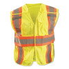 OccuNomix LUX-SC2TZ-YM/L Class 2 Premium Mesh Two-Tone Expandable Safety Vest, 3 Pockets, Zipper, Medium/Large, Yellow/Orange/Reflective