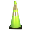 Cortina 0350068 DW Series Traffic Cone, 28 in H, 7 lb PVC, Lime/Black Base, Reflective Collar