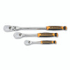 GEARWRENCH 81203T 90T Ratchet, Tear Drop, 1/4 in and 3/8 in Drive, Alloy Steel, Polish Chrome/Cushion Grip, 3-Pc Mixed Handle Set