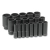 Grey Pneumatic 1719D Impact Socket Set 1/2 Inch Drive SAE 12 Point 3/8 Inch to 1-1/2 Inch 19 Piece Deep Length