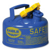 EAGLE UI10SB Safety Can, Type I, 1 gal, 24-ga Galvanized Steel, Kerosene, Blue