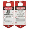 Brady 22075R Labeled Lockout Hasps, 0.3125 in Dia Shackle, 3w x 0.157d x 7.512h, Red