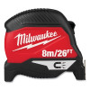 Milwaukee Tool 48-22-1026M Magnetic Tape Measure, 8 m/26 ft, Metric/SAE, Double-Sided Printing, Steel Blade, Red/Black