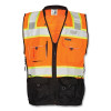 KISHIGO S5003-L Premium BLACK SERIES Vest, S5003 Surveyors, Black/Orange/Lime/Refl, Lg, One 2-Tier/2-Stakes/2-Elastic Spray Cans/6-Pockets