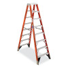 Werner T7408 Fiberglass Twin Stepladder, T7408, Type IAA, 8 ft L, 12 ft Reach, 28.68 in W, 375 lb Load Capacity Per Side, Orange