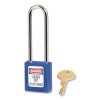 Master Lock 410LTBLU Zenex Thermoplastic Safety Lockout Padlock, 410, 1-1/2 W x 1-3/4 H Body, 3 in H Shackle, KD, Blue