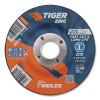 Weiler 58071 Tiger Grinding Wheel, 4-1/2 in dia x 1/4 in Thick x 7/8 in Arbor, 24 Grit, Zirconia Alumina/Ceramic, Type 27, 10 EA/PK