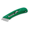 Pacific Handy Cutter E21104-1 S4 Guarded Safety Knife, S4SR, Auto-Retracting, Button, Right-Handed, Plastic, Holds 5 Additional Blades, Green