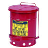 Justrite 09100 Red Oily Waste Can, 6 Gal, Foot Operated Cover