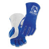 BLACK STALLION 320L 320 Side-Split Cowhide Stick Gloves, Large, Blue/Gray, Gauntlet Cuff, 16 in L. CushionCore Padded Liner