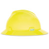 MSA 10061515 V-Gard Protective Hat-Style Full-Brim Hard Hat, Slotted, Fas-Trac III Suspension, Standard Size, Hi-Viz Yellow-Green