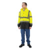 Majestic 75-1305/X3 High Visibility Waterproof Parka, Rain Jacket with Nylon Mesh Liner, Polyester/Polyurethane, 3X-Large, Yellow/Black