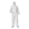 KleenGuard 38951 A35 Coverall With Hood and Boots Zipper Front Elastic Wrists Ankles White XL 25 Per Case