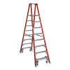 Werner PT7408-4C Platform Ladder, PT7408-4C, Twin Platform, Type IA, 8 ft L, 14 ft Reach, 300 lb Load Capacity, w/Casters, Fiberglass, Orange