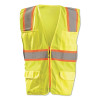 OccuNomix LUXATRANSYXL Class 2 Surveyor Style Solid Vests with 2-Tone Striping, X-Large, Yellow