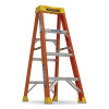 Werner 6104 Fiberglass Stepladder, 6104, Type IA, 4 ft L, 19 in W, Single-Sided, 300 lb Load Capacity, Orange/Yellow