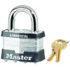 Master Lock 5DCOM No. 5 Laminated Steel Padlock, 3/8 in dia x 15/16 in W x 1 in H Shackle, Silver/Gray, Keyed Different