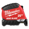 Milwaukee Tool 48-22-1225M Wide Blade Tape Measure, 25 ft, SAE, Magnetic, Red/Black