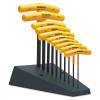Bondhus 13390 T-Handle Hex Tool Set, 10 per Stand, Hex Tip, Inch, 3/32 in to 3/8 in