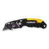 Komelon USA UDF-N6 Folding Utility Cutter Knife, 4 in L, Straight Blade, Stainless Steel, Aluminum Handle, Black/Yellow